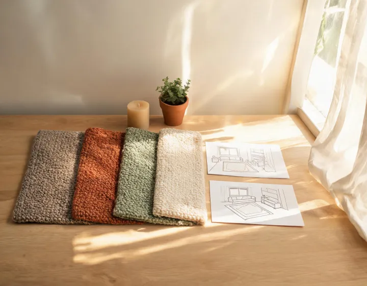 Mood board for washable rugs and warm room palettes