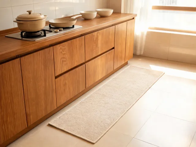 Kitchen runner in a bright cooking space