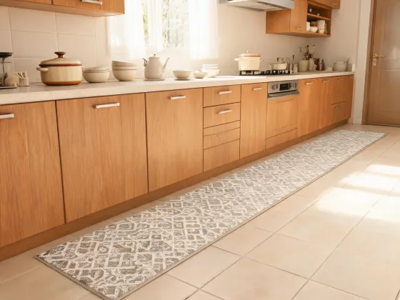 Kitchen runner along cabinets