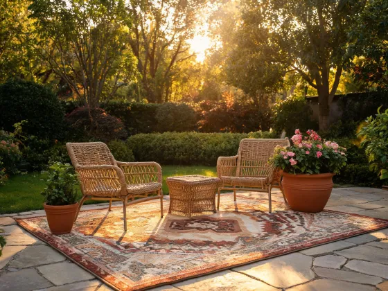 Outdoor patio rug under seating