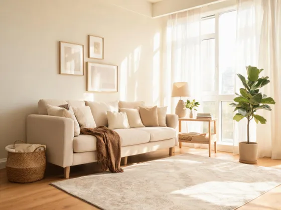 Living room with washable area rug